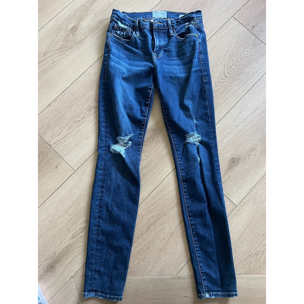 FRAME‎ Denim Le Skinny de Jeanne Distressed Blue Wash Jeans Size 26